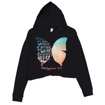 Can Do All Things Through Christ Who Strengthens Me Saying Crop Fleece Hoodie