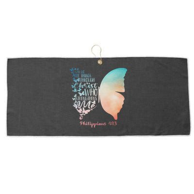 Can Do All Things Through Christ Who Strengthens Me Saying Large Microfiber Waffle Golf Towel