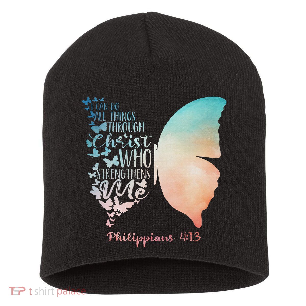 Can Do All Things Through Christ Who Strengthens Me Saying Short Acrylic Beanie