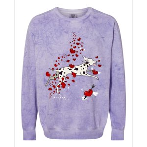 Cute Dalmatian And Red Hearts Funny Dog Mom Valentines Day Gift Colorblast Crewneck Sweatshirt