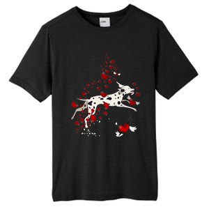 Cute Dalmatian And Red Hearts Funny Dog Mom Valentines Day Gift Tall Fusion ChromaSoft Performance T-Shirt