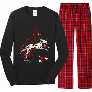 Cute Dalmatian And Red Hearts Funny Dog Mom Valentines Day Gift Long Sleeve Pajama Set