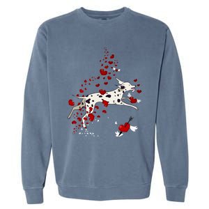 Cute Dalmatian And Red Hearts Funny Dog Mom Valentines Day Gift Garment-Dyed Sweatshirt