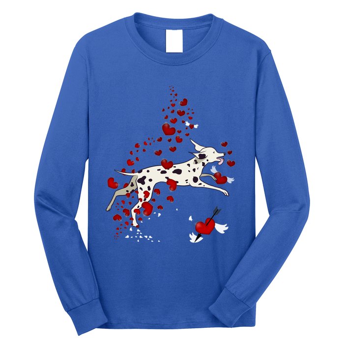 Cute Dalmatian And Red Hearts Funny Dog Mom Valentines Day Gift Long Sleeve Shirt