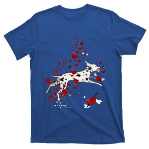 Cute Dalmatian And Red Hearts Funny Dog Mom Valentines Day Gift T-Shirt