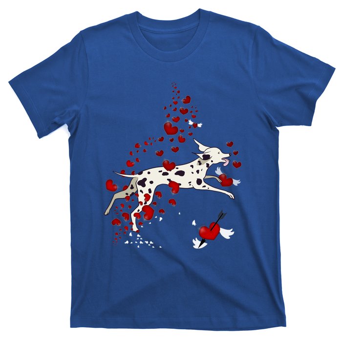 Cute Dalmatian And Red Hearts Funny Dog Mom Valentines Day Gift T-Shirt