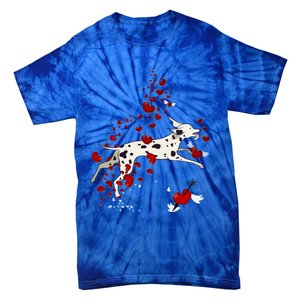 Cute Dalmatian And Red Hearts Funny Dog Mom Valentines Day Gift Tie-Dye T-Shirt