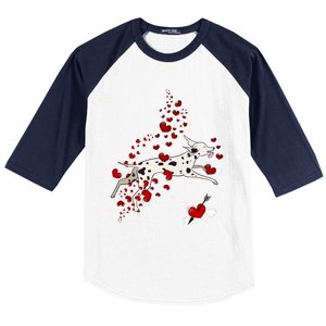 Cute Dalmatian And Red Hearts Funny Dog Mom Valentines Day Gift Baseball Sleeve Shirt