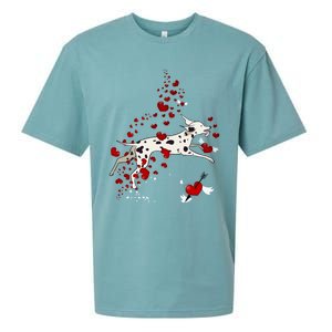 Cute Dalmatian And Red Hearts Funny Dog Mom Valentines Day Gift Sueded Cloud Jersey T-Shirt