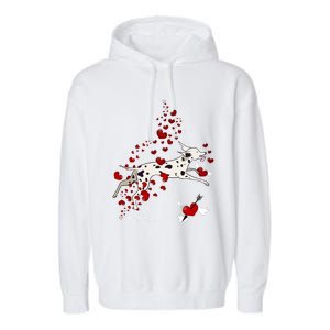 Cute Dalmatian And Red Hearts Funny Dog Mom Valentines Day Gift Garment-Dyed Fleece Hoodie