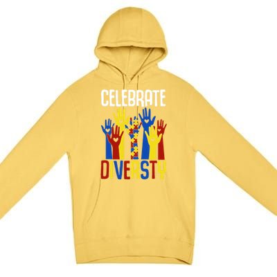 Celebrate Diversity Autism Awareness Month Gift Premium Pullover Hoodie