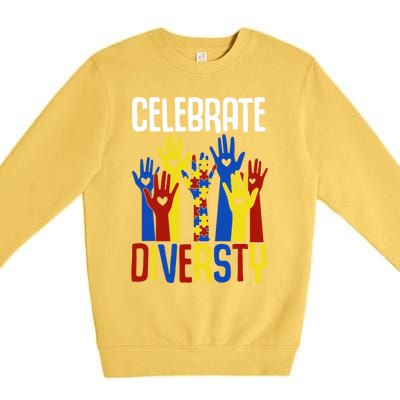 Celebrate Diversity Autism Awareness Month Gift Premium Crewneck Sweatshirt