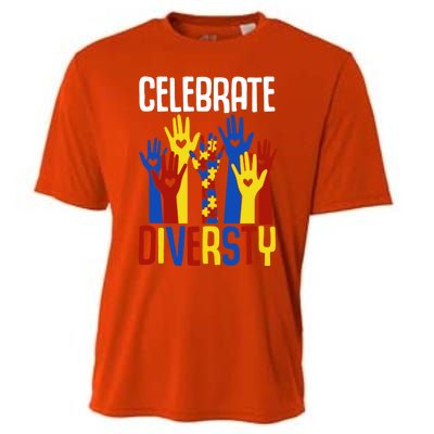 Celebrate Diversity Autism Awareness Month Gift Cooling Performance Crew T-Shirt