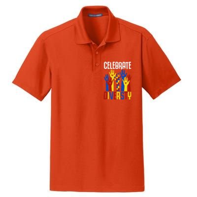 Celebrate Diversity Autism Awareness Month Gift Dry Zone Grid Polo