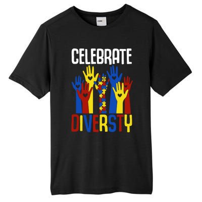 Celebrate Diversity Autism Awareness Month Gift Tall Fusion ChromaSoft Performance T-Shirt