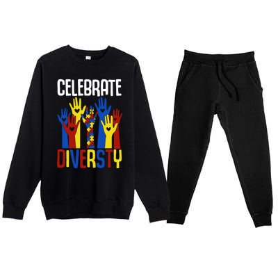 Celebrate Diversity Autism Awareness Month Gift Premium Crewneck Sweatsuit Set