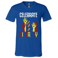 Celebrate Diversity Autism Awareness Month Gift V-Neck T-Shirt