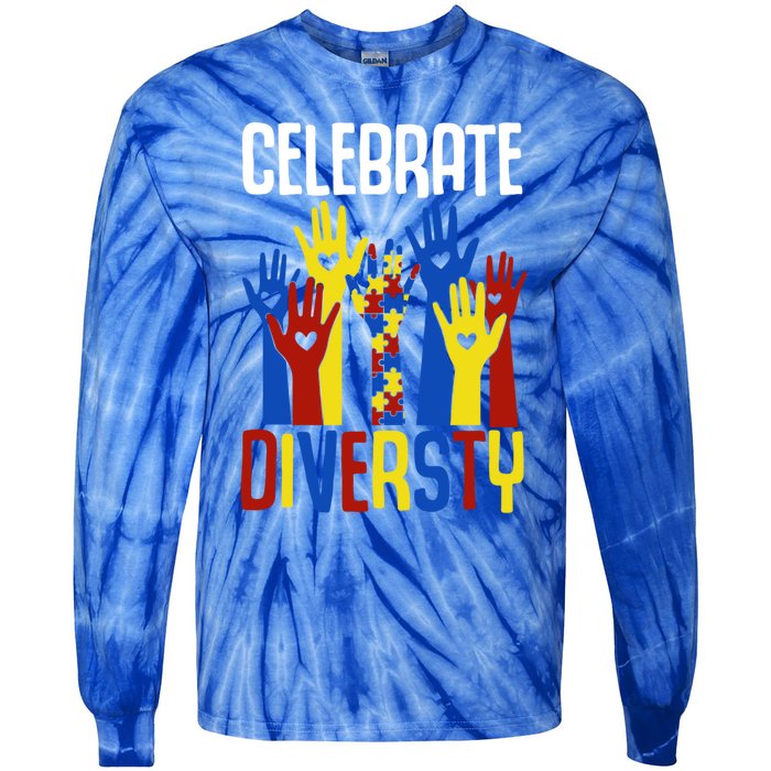 Celebrate Diversity Autism Awareness Month Gift Tie-Dye Long Sleeve Shirt