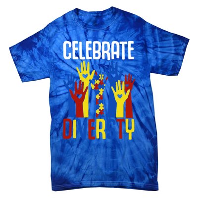 Celebrate Diversity Autism Awareness Month Gift Tie-Dye T-Shirt