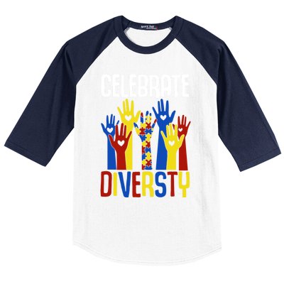 Celebrate Diversity Autism Awareness Month Gift Baseball Sleeve Shirt