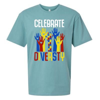 Celebrate Diversity Autism Awareness Month Gift Sueded Cloud Jersey T-Shirt