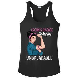 Crohn's Disease Awareness Warrior Unbreakable Support Gift Ladies PosiCharge Competitor Racerback Tank