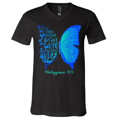 Can Do All Things Through Christ Who Strengthens Me I Gift V-Neck T-Shirt