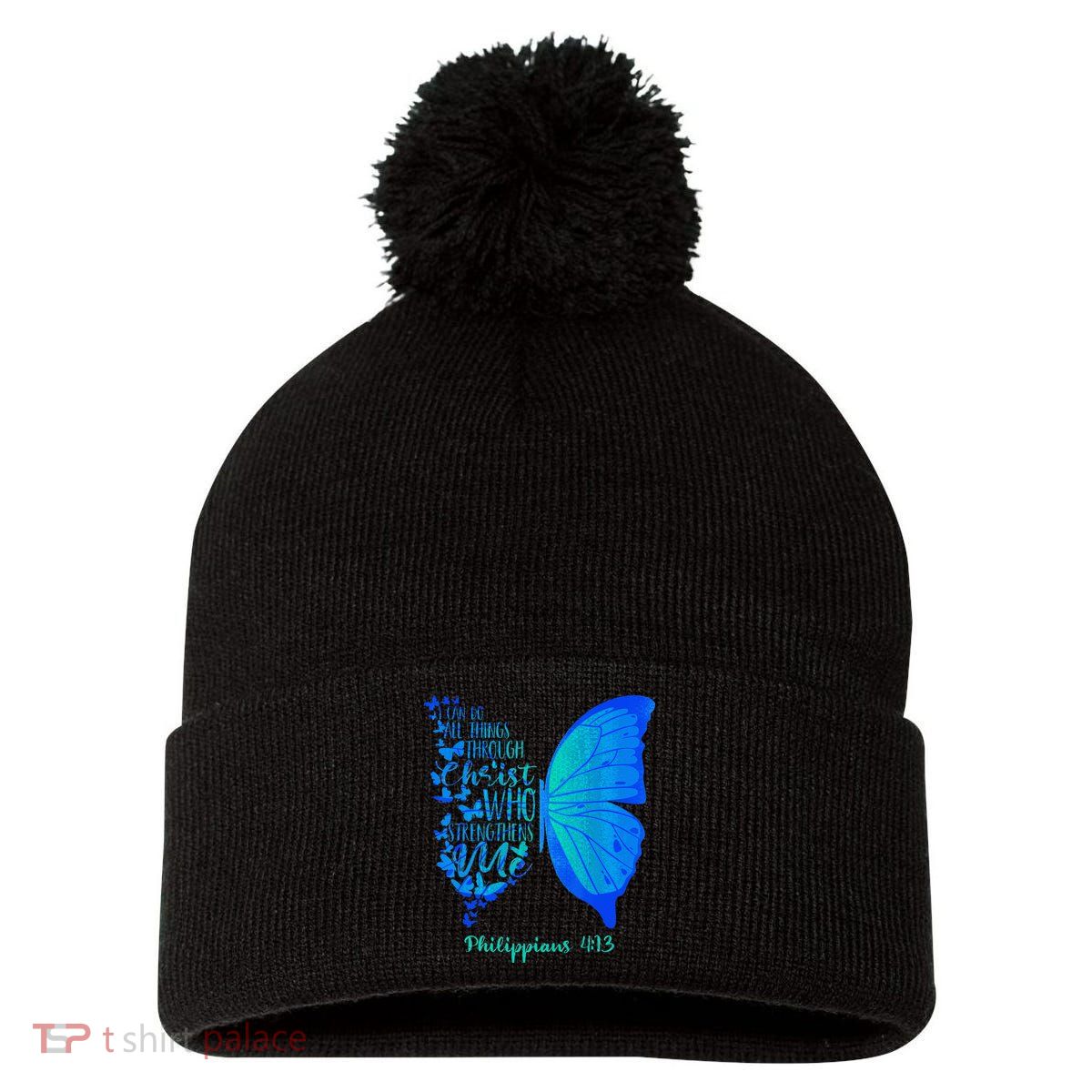 Can Do All Things Through Christ Who Strengthens Me I Gift Pom Pom 12in Knit Beanie