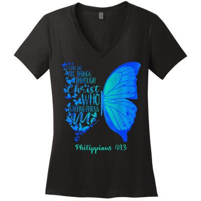 Can Do All Things Through Christ Who Strengthens Me I Gift Women's V-Neck T-Shirt