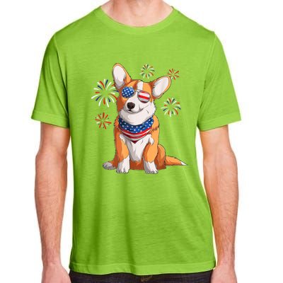 Corgi Dog American USA Flag 4th Of July Men Corgi Lover Adult ChromaSoft Performance T-Shirt