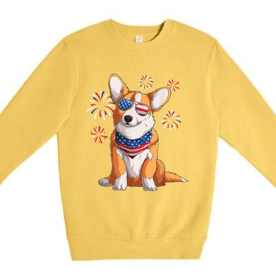 Corgi Dog American USA Flag 4th Of July Men Corgi Lover Premium Crewneck Sweatshirt