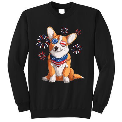 Corgi Dog American USA Flag 4th Of July Men Corgi Lover Sweatshirt