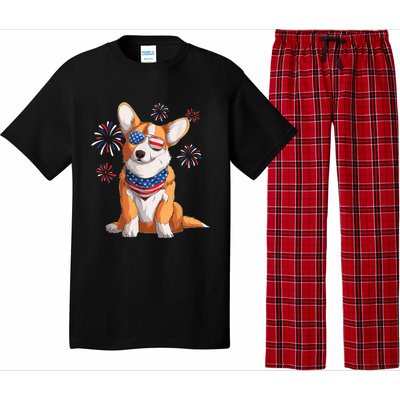 Corgi Dog American USA Flag 4th Of July Men Corgi Lover Pajama Set