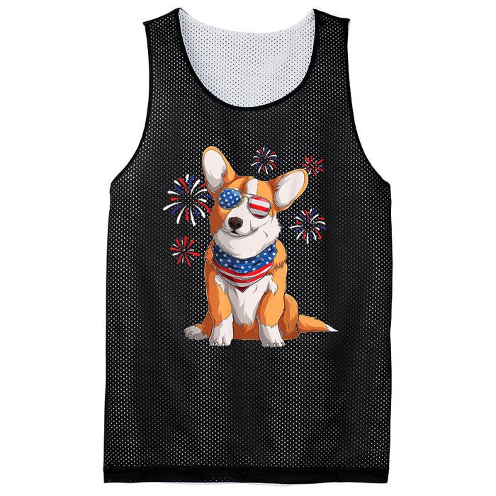 Corgi Dog American USA Flag 4th Of July Men Corgi Lover Mesh Reversible Basketball Jersey Tank