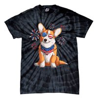 Corgi Dog American USA Flag 4th Of July Men Corgi Lover Tie-Dye T-Shirt