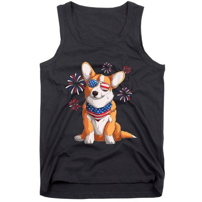 Corgi Dog American USA Flag 4th Of July Men Corgi Lover Tank Top