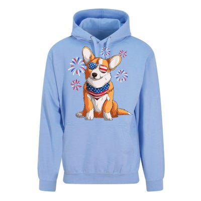 Corgi Dog American USA Flag 4th Of July Men Corgi Lover Unisex Surf Hoodie