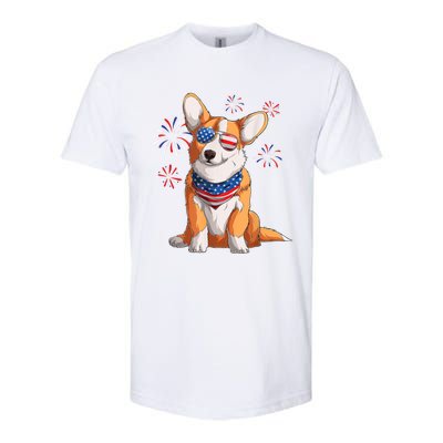 Corgi Dog American USA Flag 4th Of July Men Corgi Lover Softstyle CVC T-Shirt