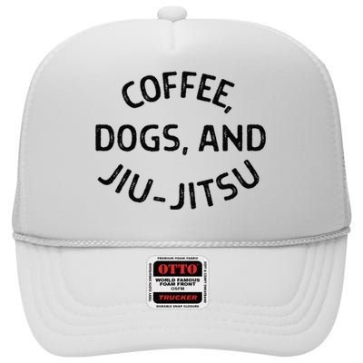 Coffee Dogs and Jiu Jitsu - BJJ High Crown Mesh Back Trucker Hat