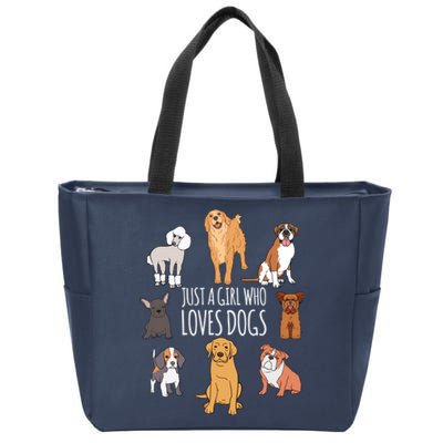 Cute Dog And Puppy Lover Gift Fun Just A Girl Who Loves Dogs Great Gift Zip Tote Bag