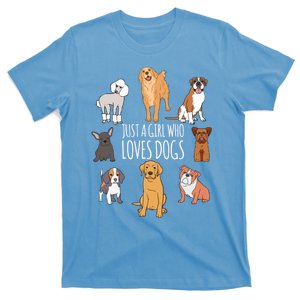 Cute Dog And Puppy Lover Gift Fun Just A Girl Who Loves Dogs Great Gift T-Shirt