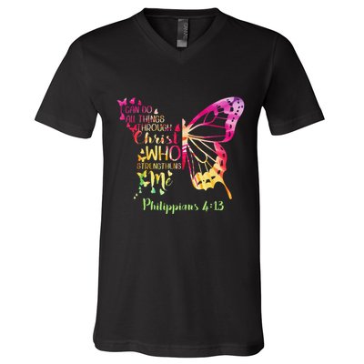 Can Do All Things Through Christ Who Strengthens Me I V-Neck T-Shirt