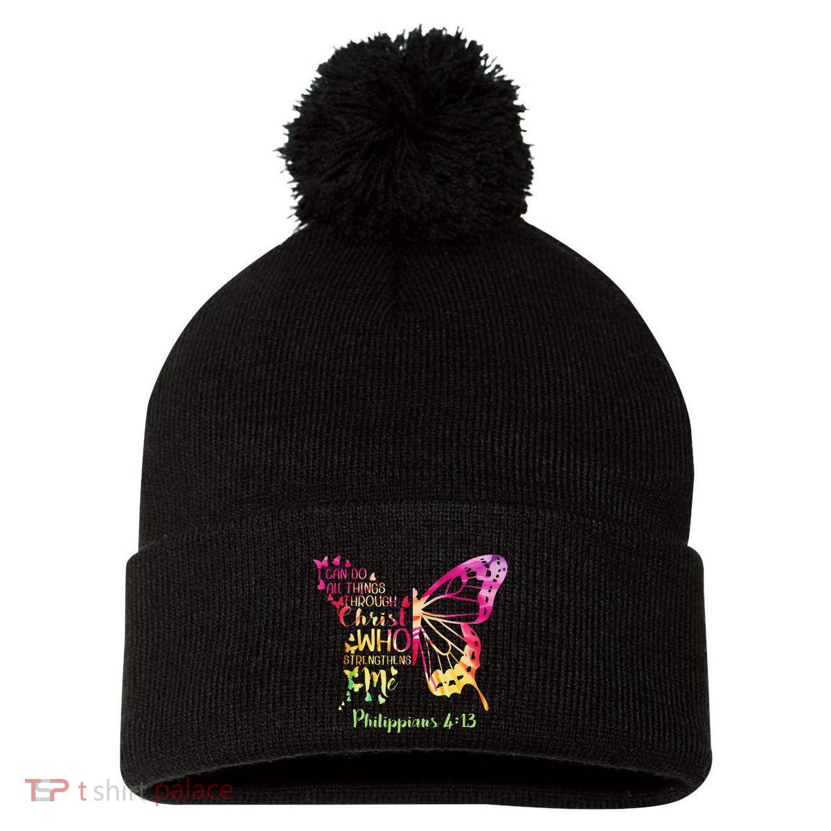 Can Do All Things Through Christ Who Strengthens Me I Pom Pom 12in Knit Beanie