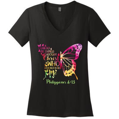 Can Do All Things Through Christ Who Strengthens Me I Women's V-Neck T-Shirt
