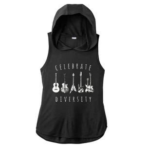 Celebrate Diversity Acoustic Guitar Musician Ladies PosiCharge Tri-Blend Wicking Draft Hoodie Tank