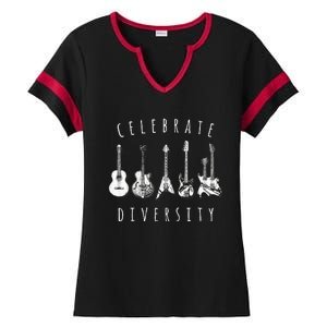 Celebrate Diversity Acoustic Guitar Musician Ladies Halftime Notch Neck Tee