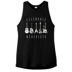 Celebrate Diversity Acoustic Guitar Musician Ladies PosiCharge Tri-Blend Wicking Tank