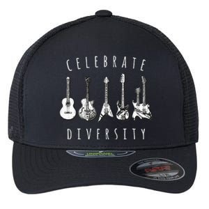 Celebrate Diversity Acoustic Guitar Musician Flexfit Unipanel Trucker Cap