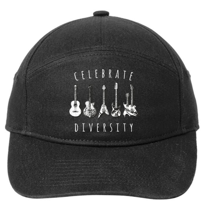 Celebrate Diversity Acoustic Guitar Musician 7-Panel Snapback Hat