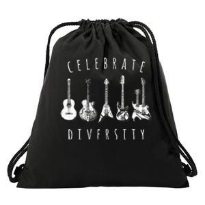 Celebrate Diversity Acoustic Guitar Musician Drawstring Bag